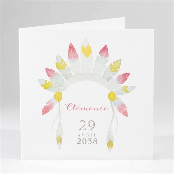 Faire-part naissance ornée de plumes