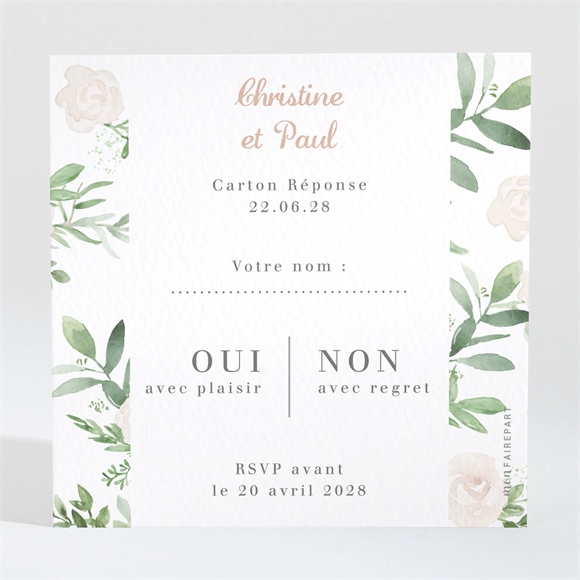 Carton Reponse Anniversaire De Mariage Invitation Champetre Monfairepart Com