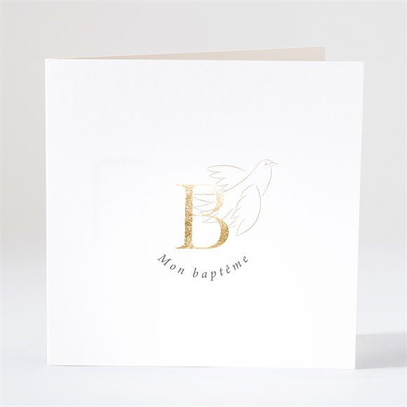 Faire-part de baptême initiales d'or