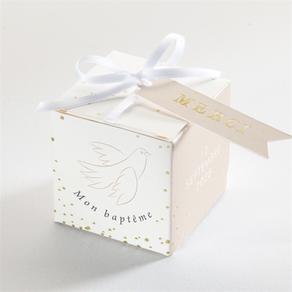 Boîte de dragées baptême initiales d'or