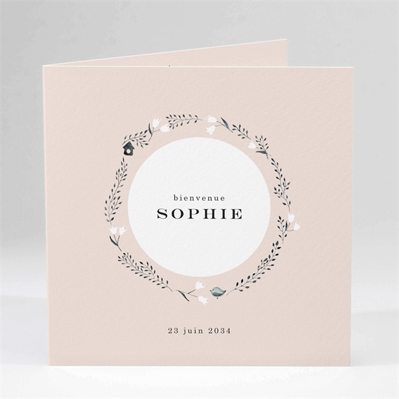 Faire-part naissance couronne pastel