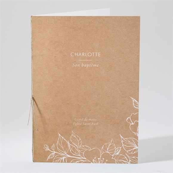 Livret de messe baptême gravure sur kraft