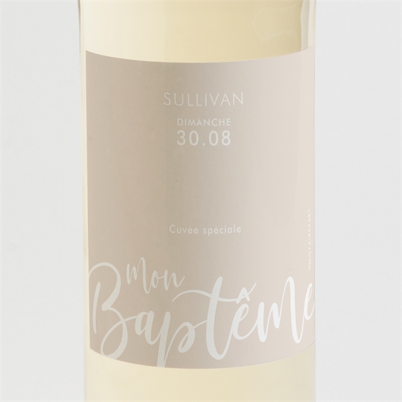 Etiquette de bouteille baptême Lettre de cuivre réf.N3001592