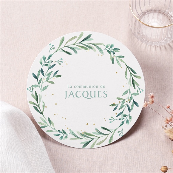 Faire-part communion végétal et dorure