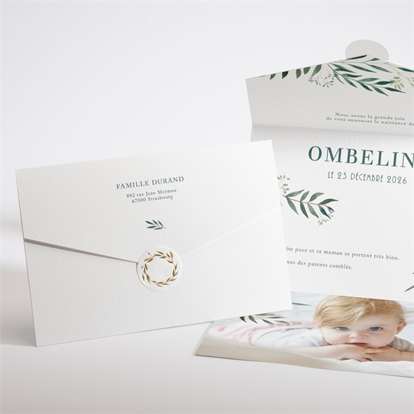 Faire-part naissance all in one végétation
