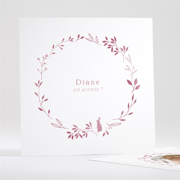 Faire-part naissance rose végétal