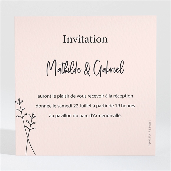 Carton d'invitation mariage Dites-le avec des fleurs réf.N3001675