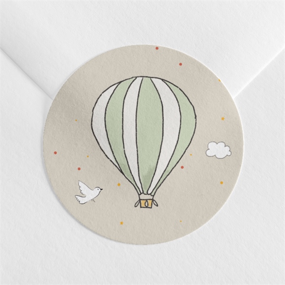Sticker naissance jolie montgolfière