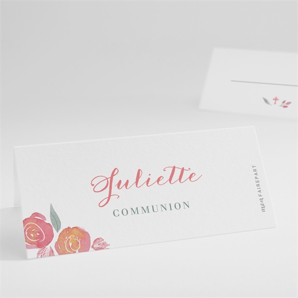 Marque-place communion couronne aquarelle