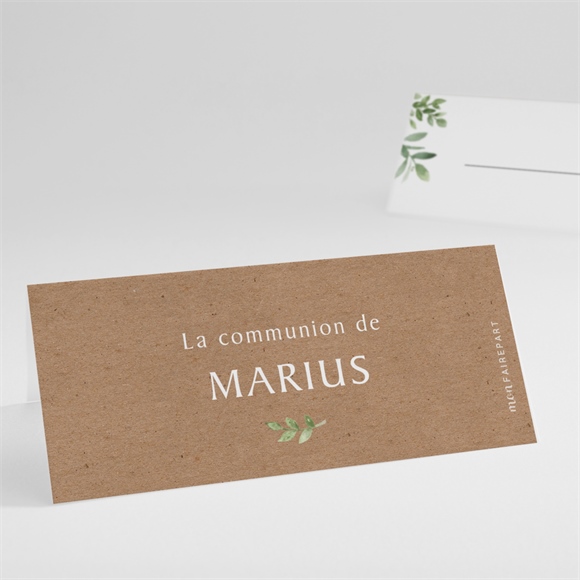 Marque-place communion illustration végétale