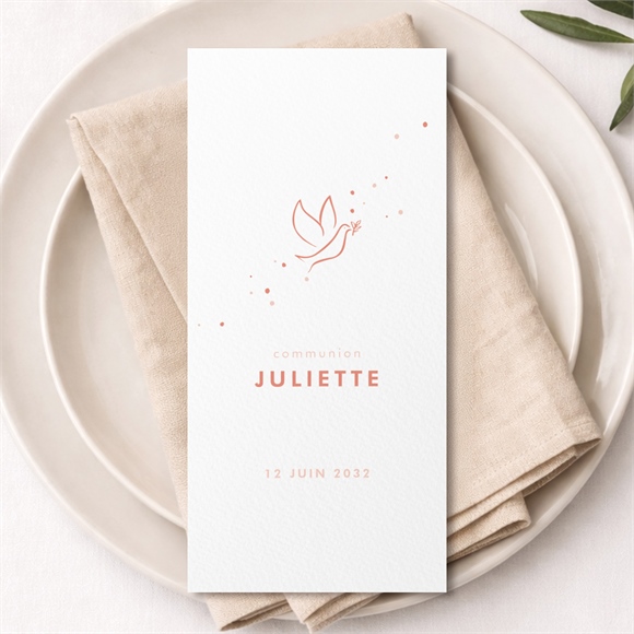 Menu communion colombe dorée