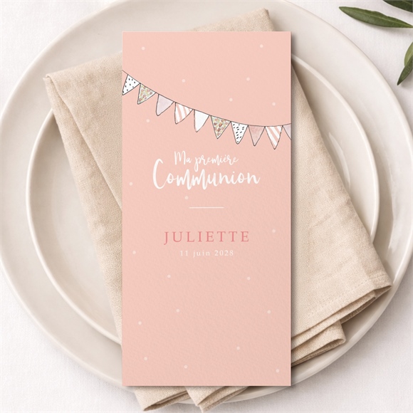 Menu communion banderoles de fanions