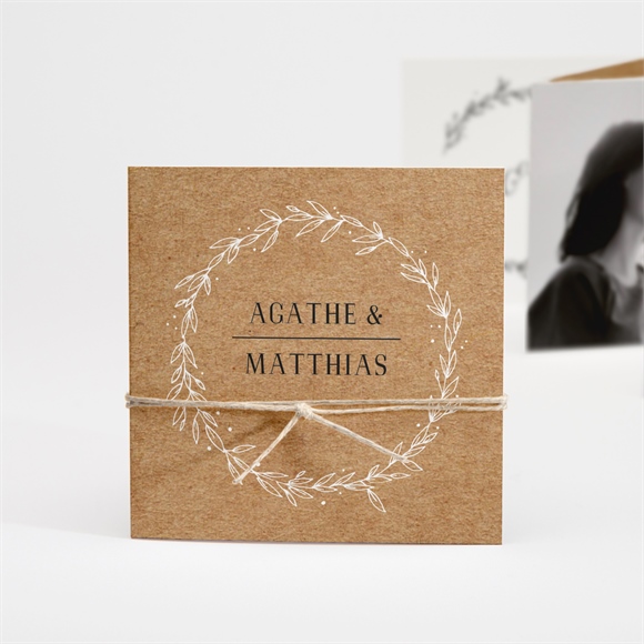 Faire-part mariage kraft champêtre accordéon