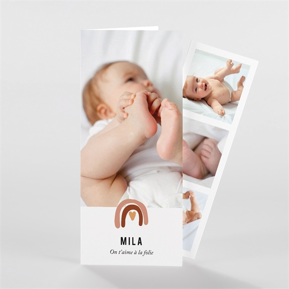 Faire-part naissance arc en ciel photomaton