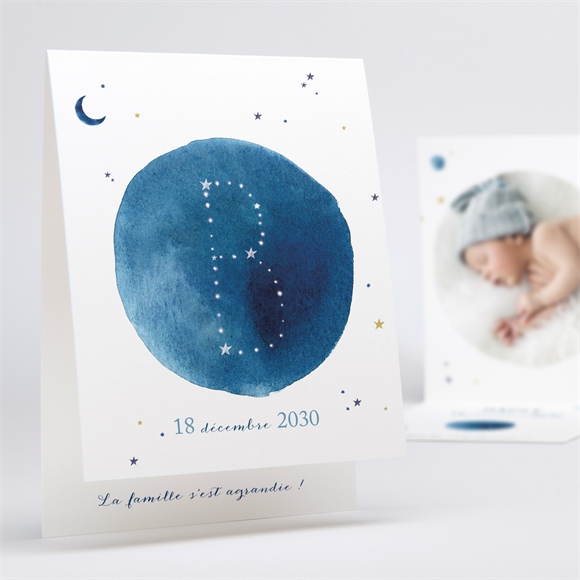 Faire-part naissance nuit étoilée carte pliée