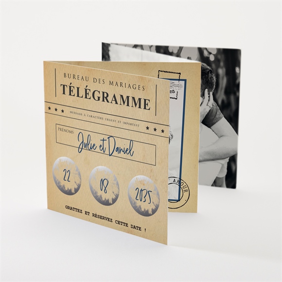 Faire-part mariage Notre Télégramme accordéon réf.N831148