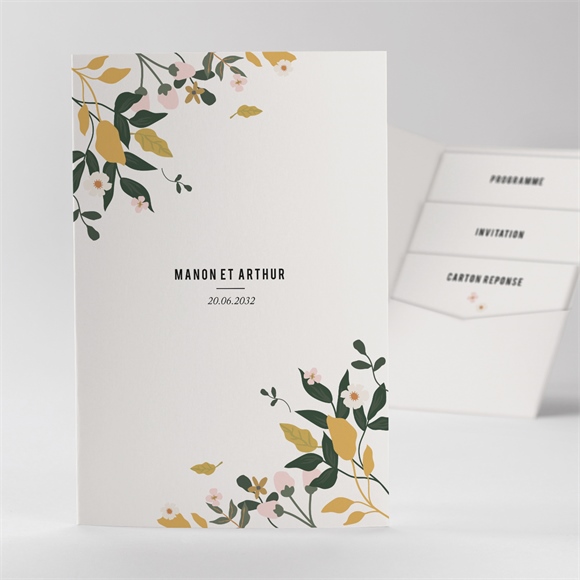 Faire-part mariage Vintage Champetre pocketfold réf.N84135