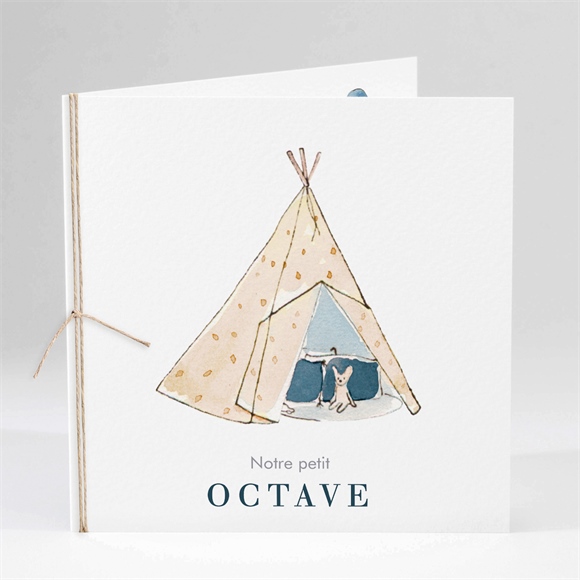 Faire-part naissance petit tipi carré plié