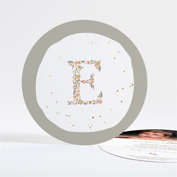 Faire-part communion signature florale dorure