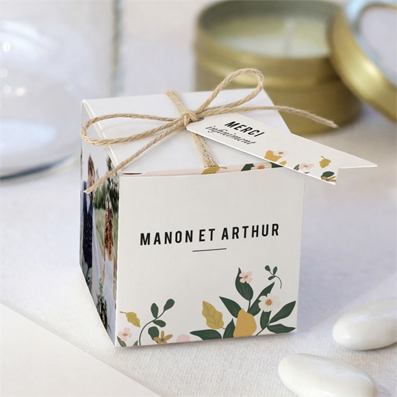 Boîte de dragées mariage vintage champetre