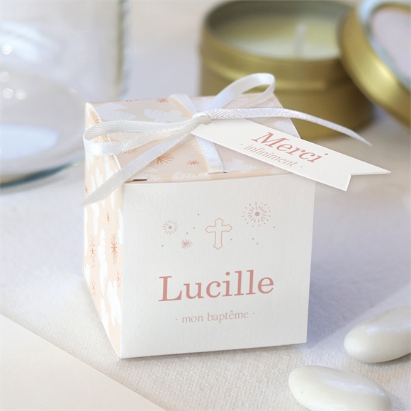Boîte de dragées baptême l'envolée