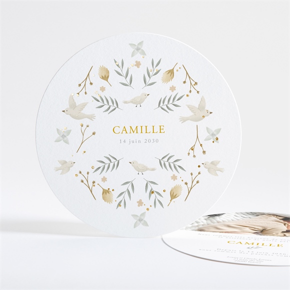 Faire-part naissance célébration dorure