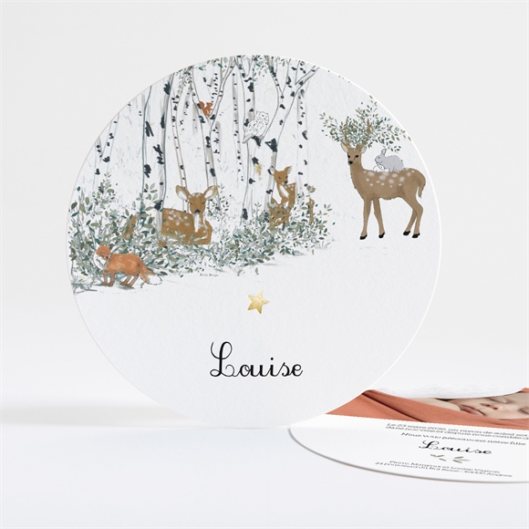 Faire-part naissance ma petite clairière dorure