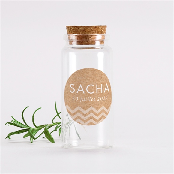 Mignonette baptême farandole de kraft sticker