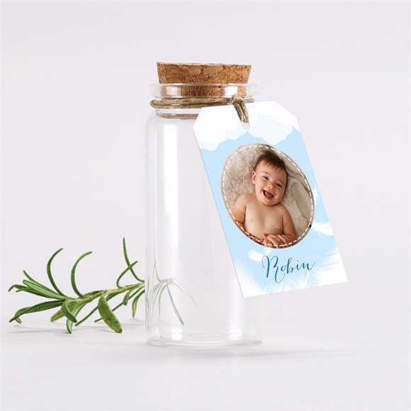 Mignonette baptême Duvet en rondeur étiquette réf.N291402