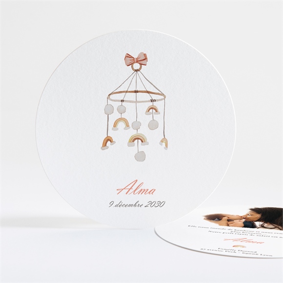 Faire-part naissance joli petit mobile rond