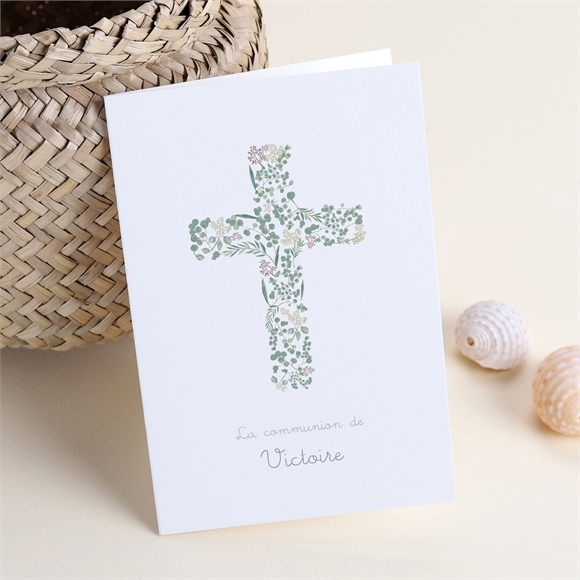 Faire-part communion Printanier plié réf.N401882
