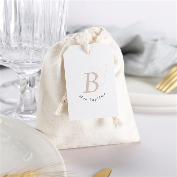 Pochon baptême Initiales d'or réf.N291504