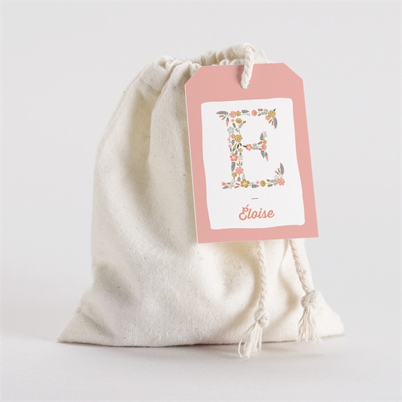 Pochon baptême Initiales à motifs réf.N291519