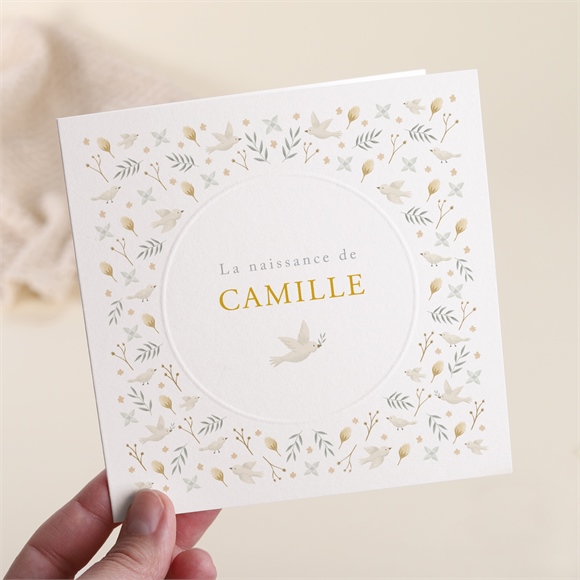 Faire-part naissance célébration gaufrage