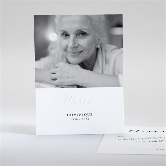 Remerciement décès tant de souvenirs gaufrage