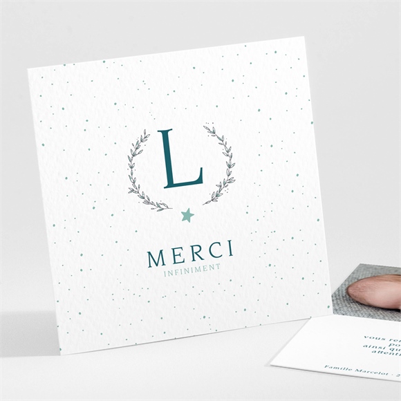 Remerciement baptême Initiale argentée réf.N301452