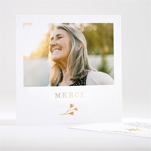 Remerciement décès fleur sauvage dorure