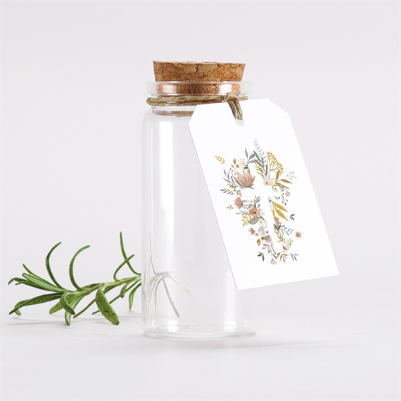 Mignonette baptême tout en joie étiquette