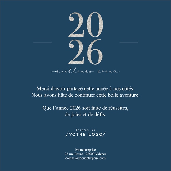 Carte de voeux virtuelle image entreprise Couleur argent réf.ECARD_003