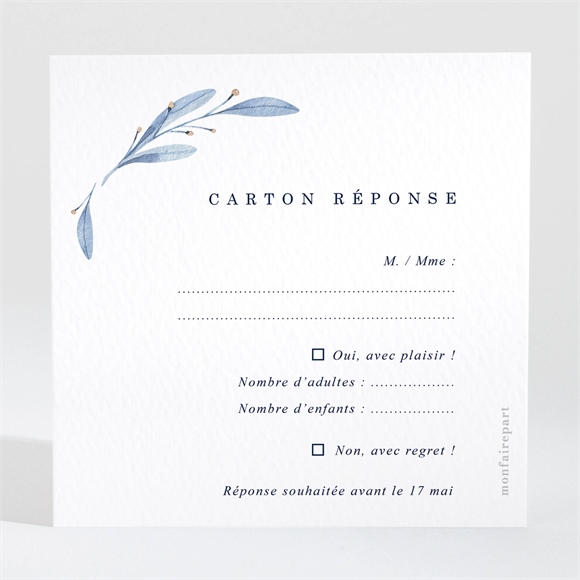 Carton réponse mariage Pureté réf.N3002011