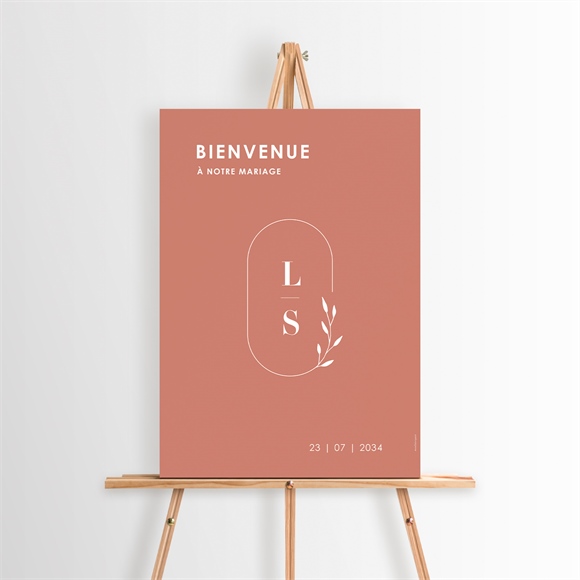 Panneau bienvenue Terracotta initiales réf.N260212
