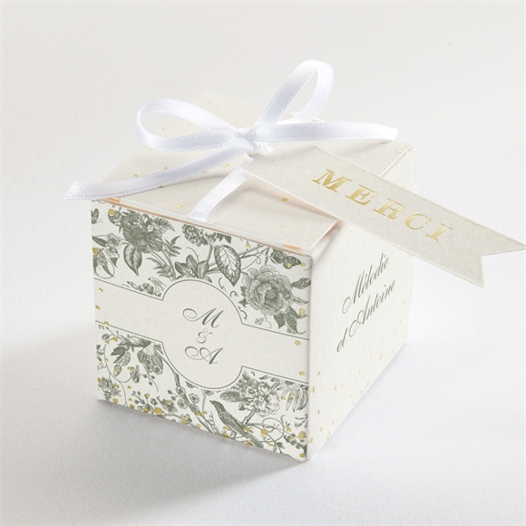 Boîte de dragées mariage romance dorure