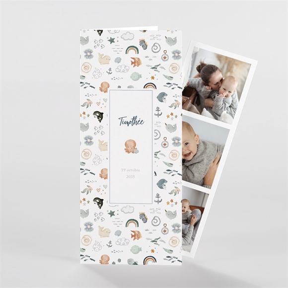 Faire-part naissance Poisson photomaton réf.N981218