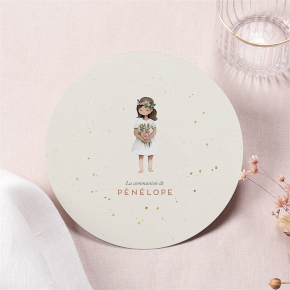 Faire-part communion petite fille dorure