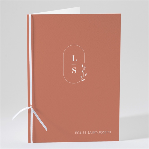 Livret de messe mariage Terracotta initiales réf.N491444