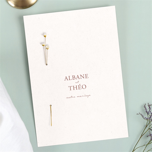 Faire-part mariage Poésie Boheme fleur séchée réf.N241295