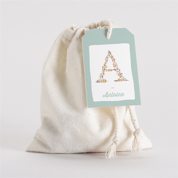 Boîte de dragées baptême alphabet original pochon