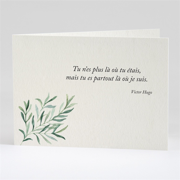 Remerciement décès élégant branchage plié