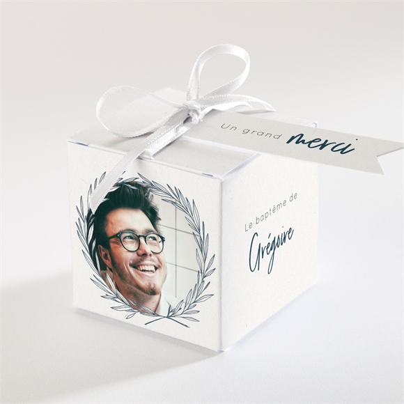 Boîte de dragées baptême couronne végétale adulte