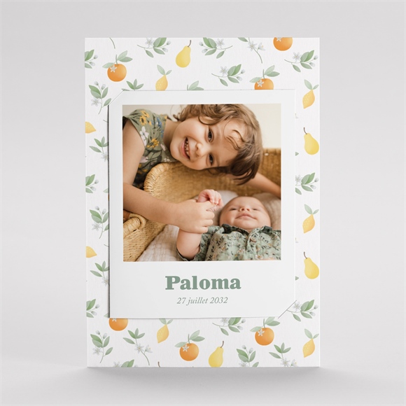 Faire-part naissance motif fruité duo